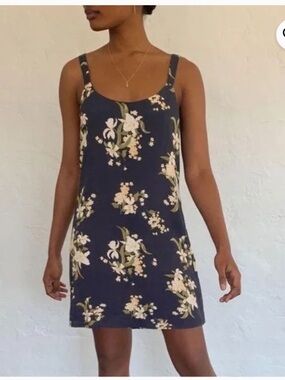 NWT Reformation Blue Floral Slip Dress with Cream & Green Blooms